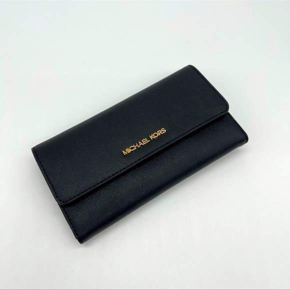 Michael Kors Trifold Wallet Black Leather - Picture 6 of 8